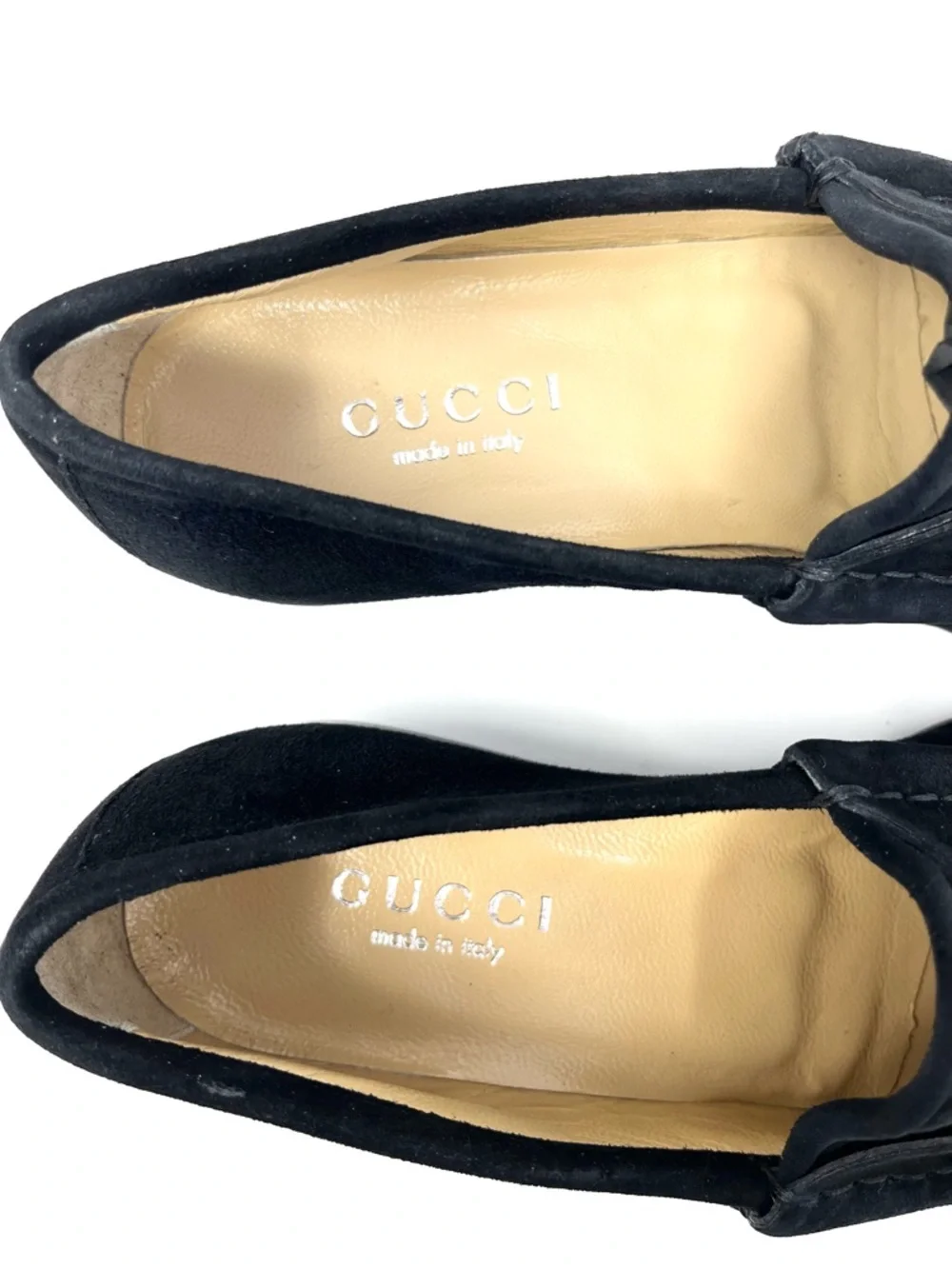 NEW Vintage Gucci 90s Y2K Horsebit Loafers Shoes Black Suede Leather Chunky 7.5 - Picture 8 of 12